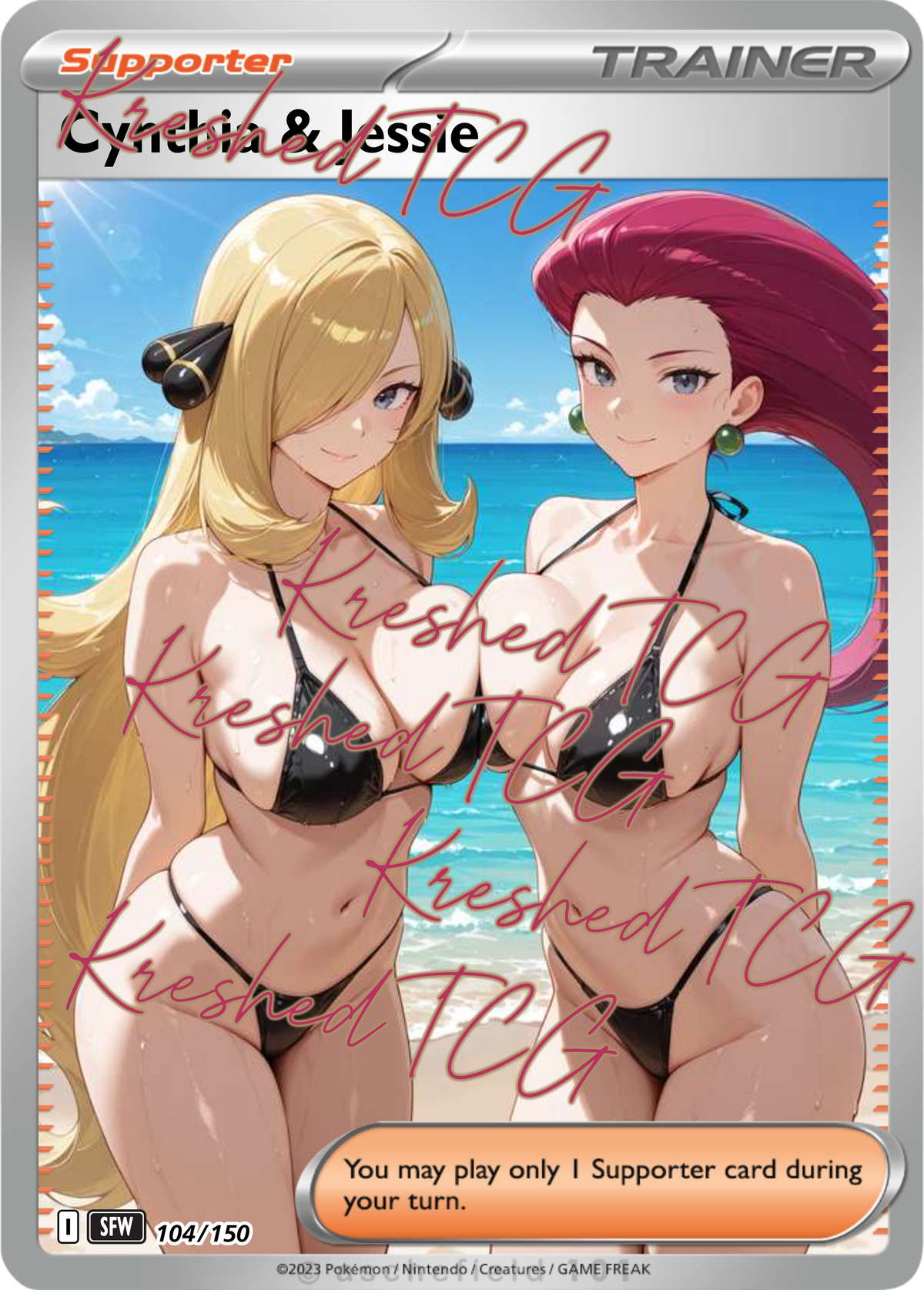 Cynthia & Jessie Pokémon Full Art Holo – Anime Custom Card | KreshedTCG