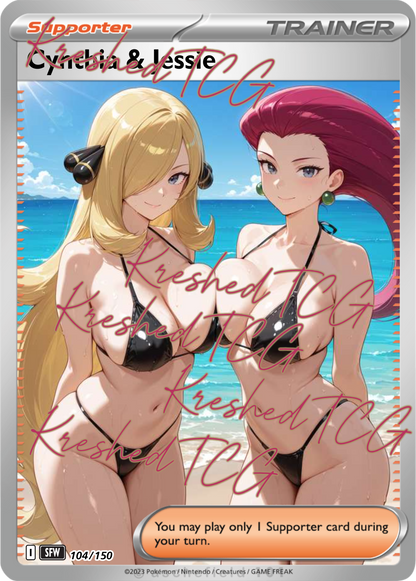 Cynthia & Jessie Pokémon Full Art Holo – Anime Custom Card | KreshedTCG
