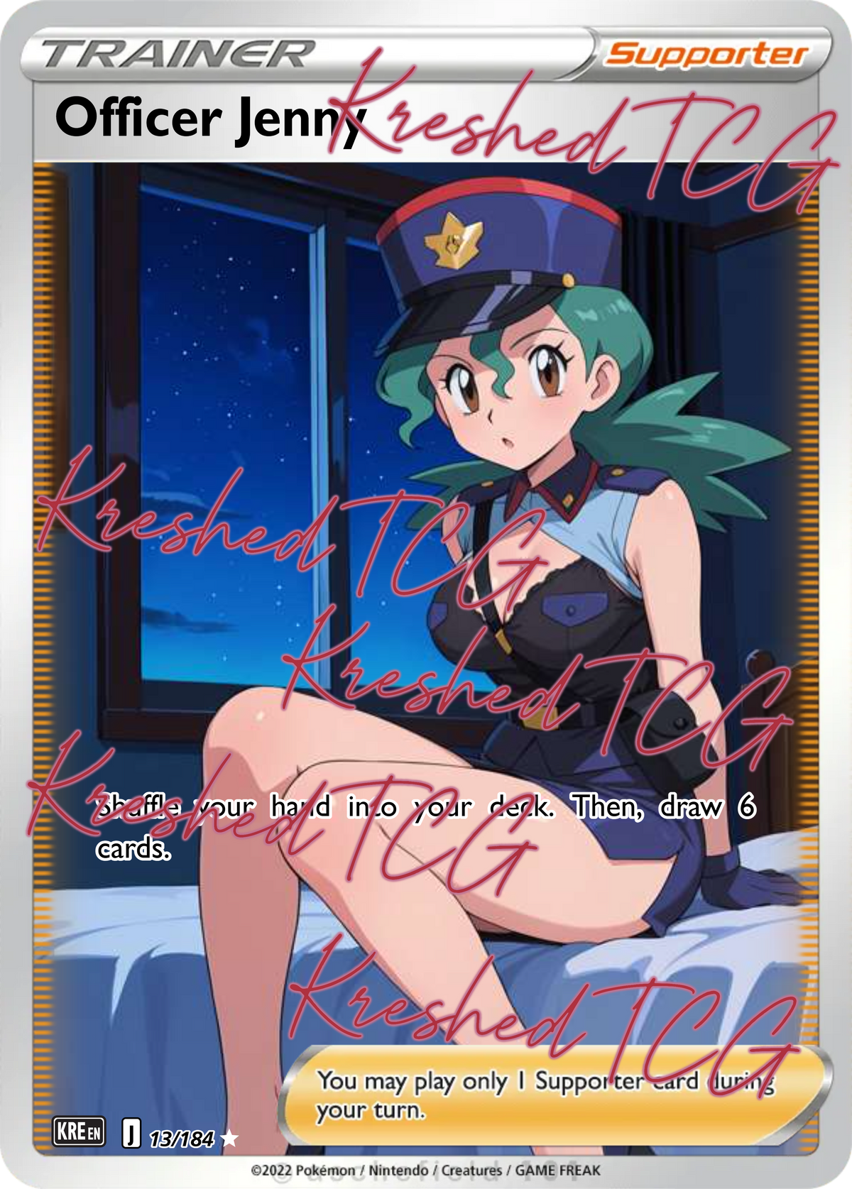 Officer Jenny Pokémon Full Art Holo – Anime Custom Card | KreshedTCG
