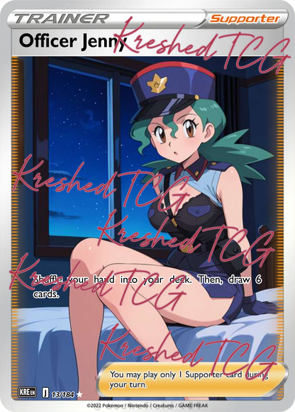 Officer Jenny Pokémon Full Art Holo – Anime Custom Card | KreshedTCG