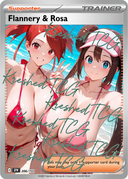 Flannery&Rosa Pokémon Full Art Holo – Anime Custom Card | KreshedTCG