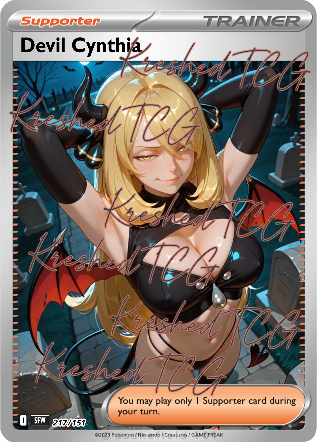 Devil Cynthia Pokémon Full Art Holo – Anime Custom Card | KreshedTCG
