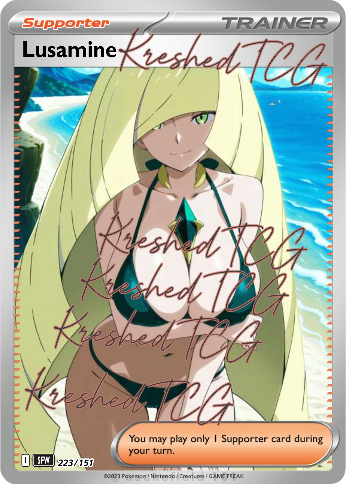 Lusamine Pokémon Full Art Holo – Anime Custom Card | KreshedTCG