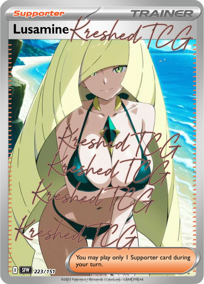 Lusamine Pokémon Full Art Holo – Anime Custom Card | KreshedTCG