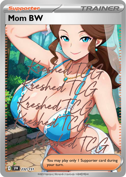Mom BW Pokémon Full Art Holo – Anime Custom Card | KreshedTCG