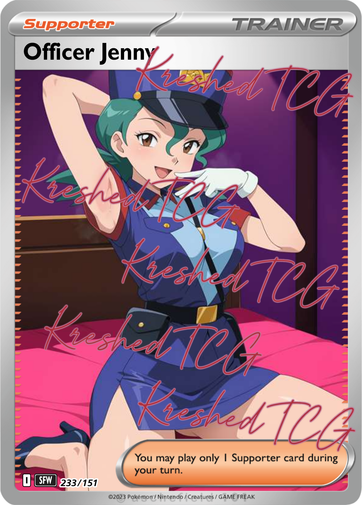 Officer Jenny Pokémon Full Art Holo – Anime Custom Card | KreshedTCG