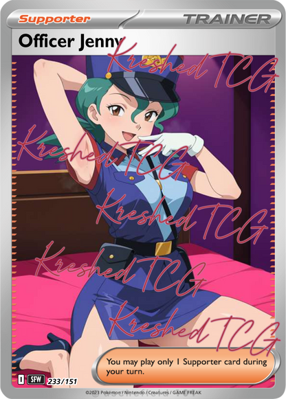 Officer Jenny Pokémon Full Art Holo – Anime Custom Card | KreshedTCG
