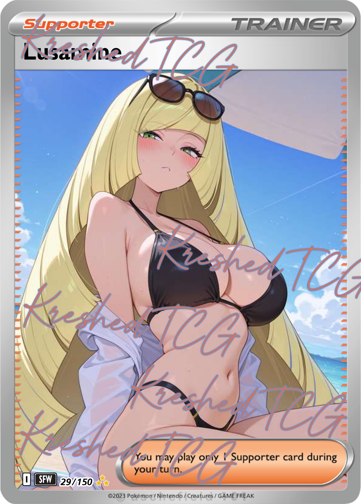 Lusamine Pokémon Full Art Holo – Anime Custom Card | KreshedTCG