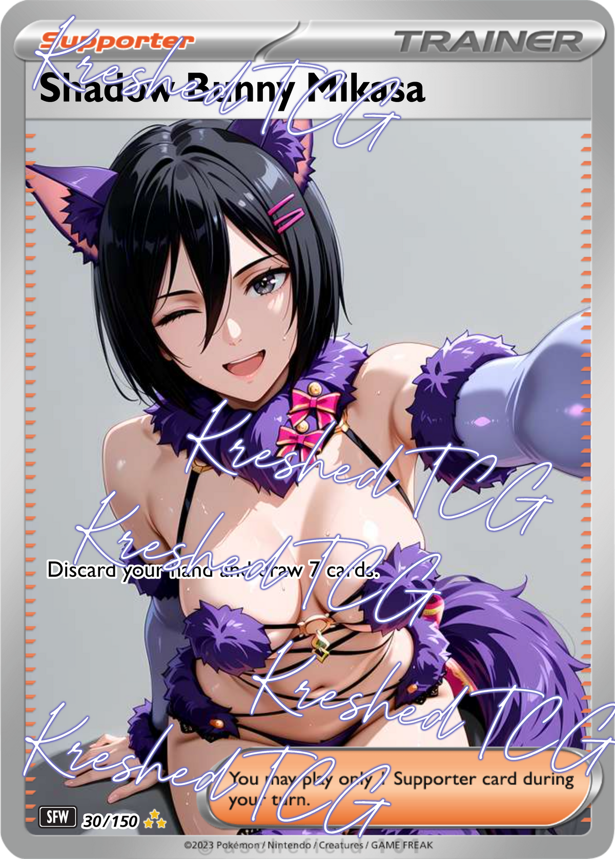 Mikasa Ackerman Pokémon Full Art Holo – Anime Custom Card | KreshedTCG
