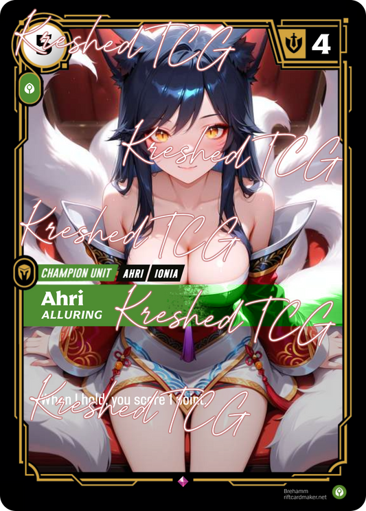 Ahri Alluring Riftbound Full Art Holo – Anime Custom Card | KreshedTCG