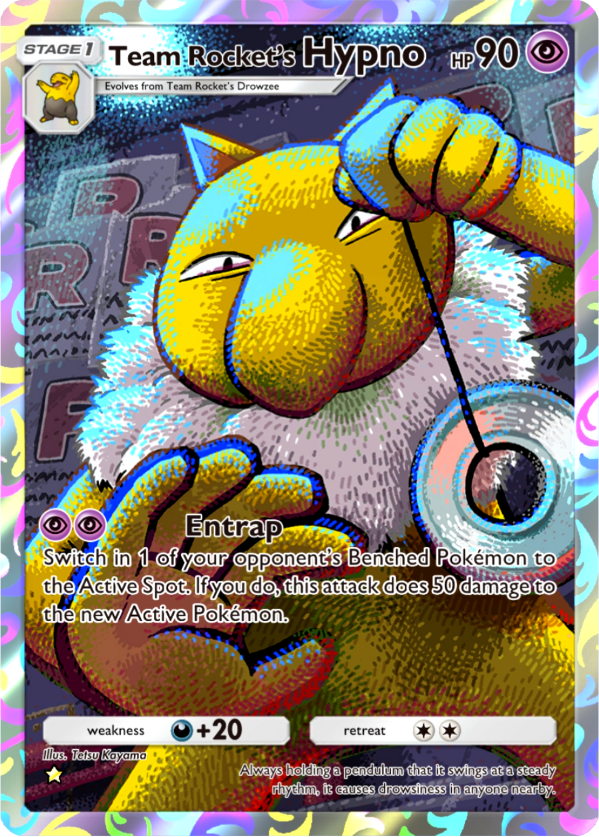 Team Rocket's Hypno Pokémon Pocket Full Art Holo – Anime Custom Card | KreshedTCG