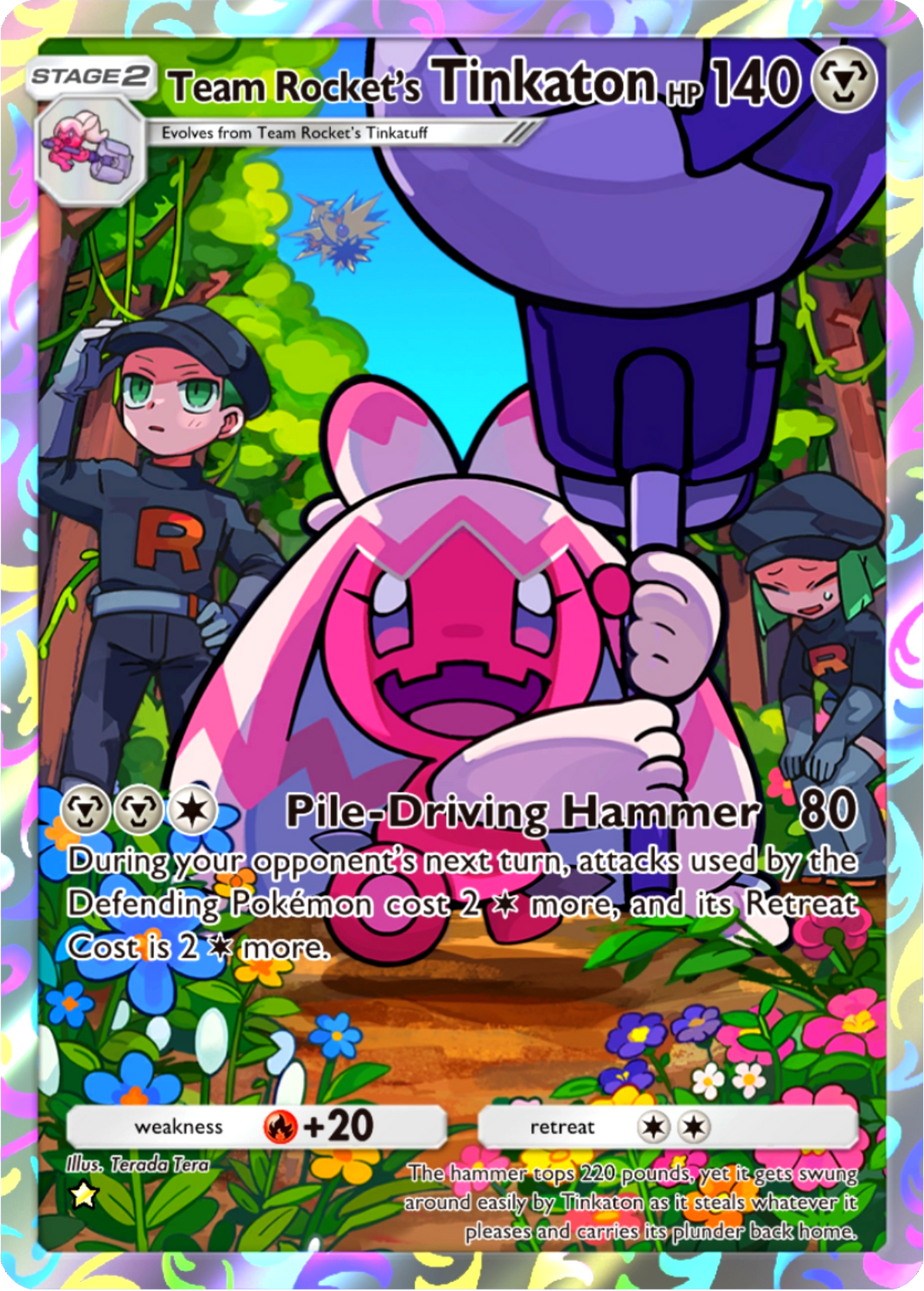 Team Rocket's Tinkaton Pokémon Pocket Full Art Holo – Anime Custom Card | KreshedTCG