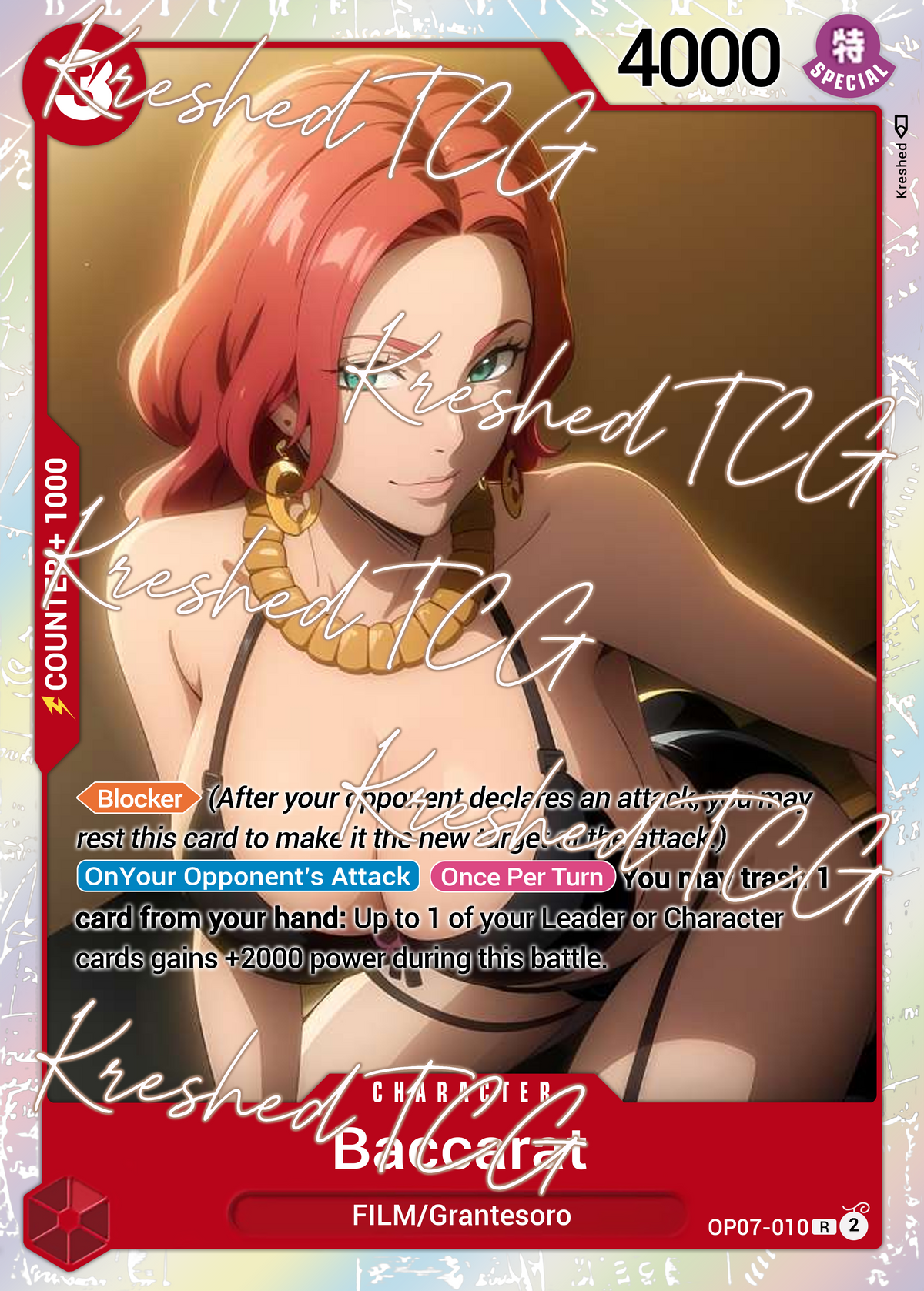 Baccarat OP07-010 One Piece Full Art Holo – Anime Custom Card | KreshedTCG
