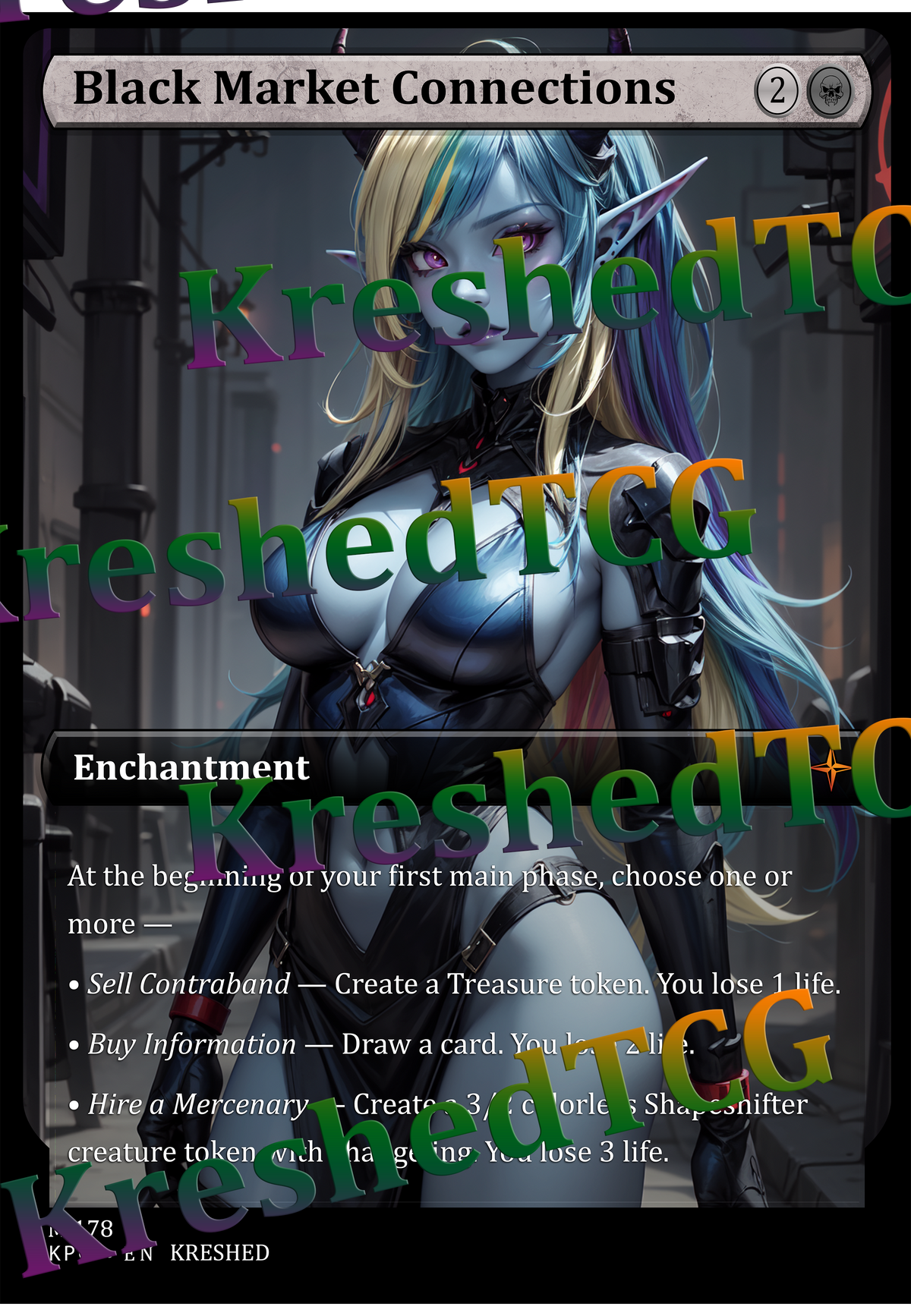 Black Market Connections MTG Full Art Holo – Anime Custom Card | KreshedTCG