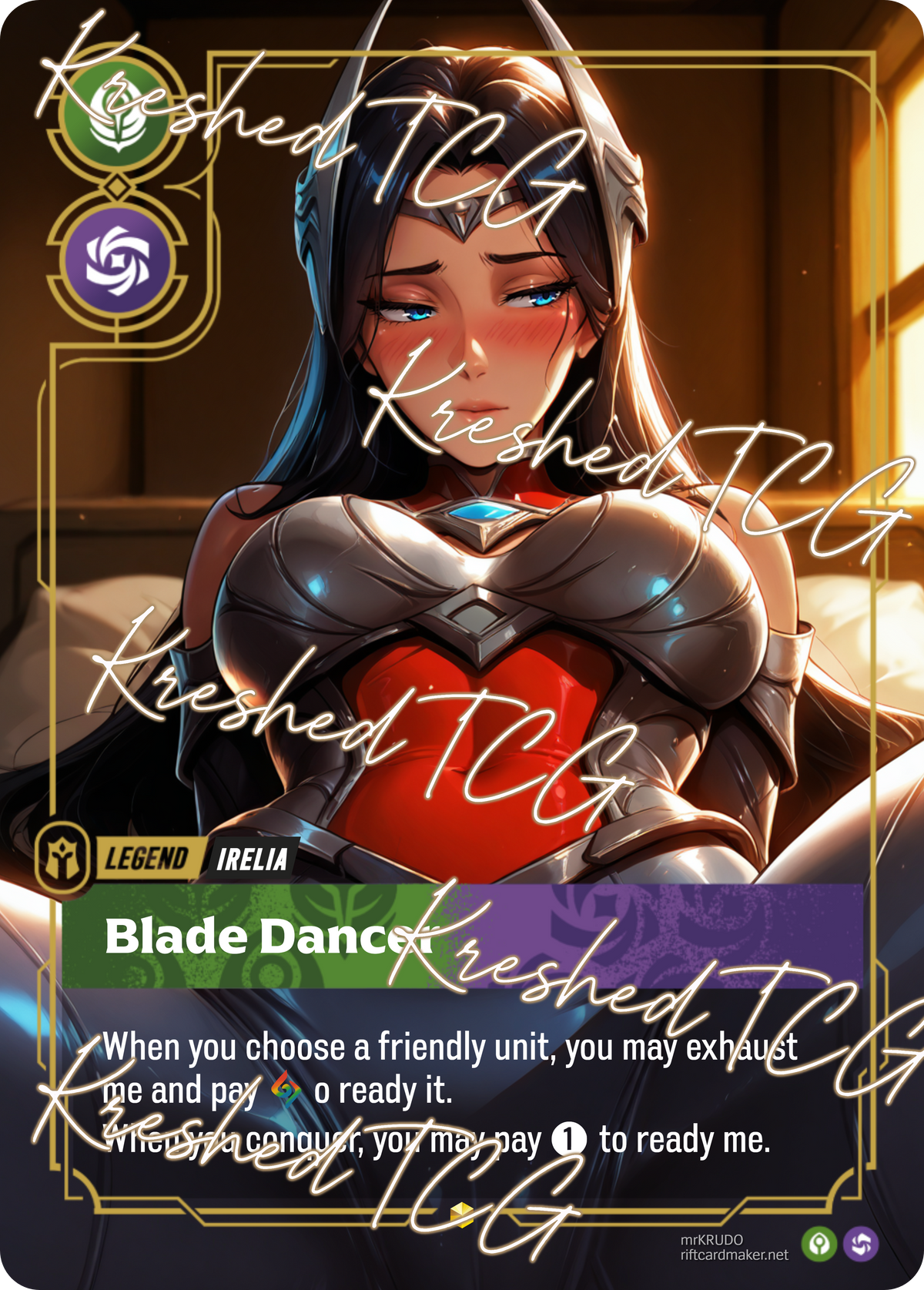 Irelia Blade Dancer Riftbound Full Art Holo – Anime Custom Card | KreshedTCG