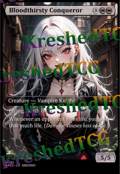 Bloodthirsty Conqueror MTG Full Art Holo – Anime Custom Card | KreshedTCG