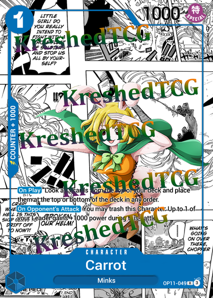 Carrot OP11-049 Manga Rare One Piece Full Art Holo – Anime Custom Card | KreshedTCG