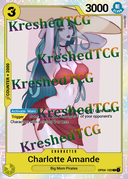 Charlotte Amande OP04-105 One Piece Full Art Holo – Anime Custom Card | KreshedTCG