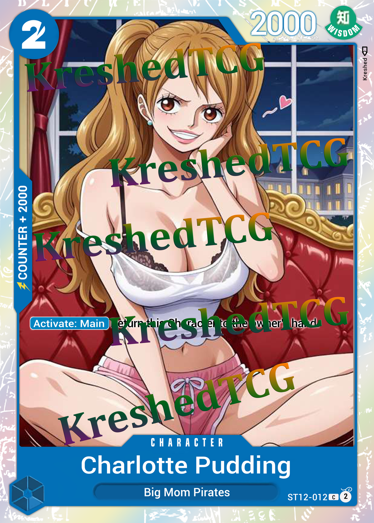 Charlotte Pudding ST12-012 One Piece Full Art Holo – Anime Custom Card | KreshedTCG
