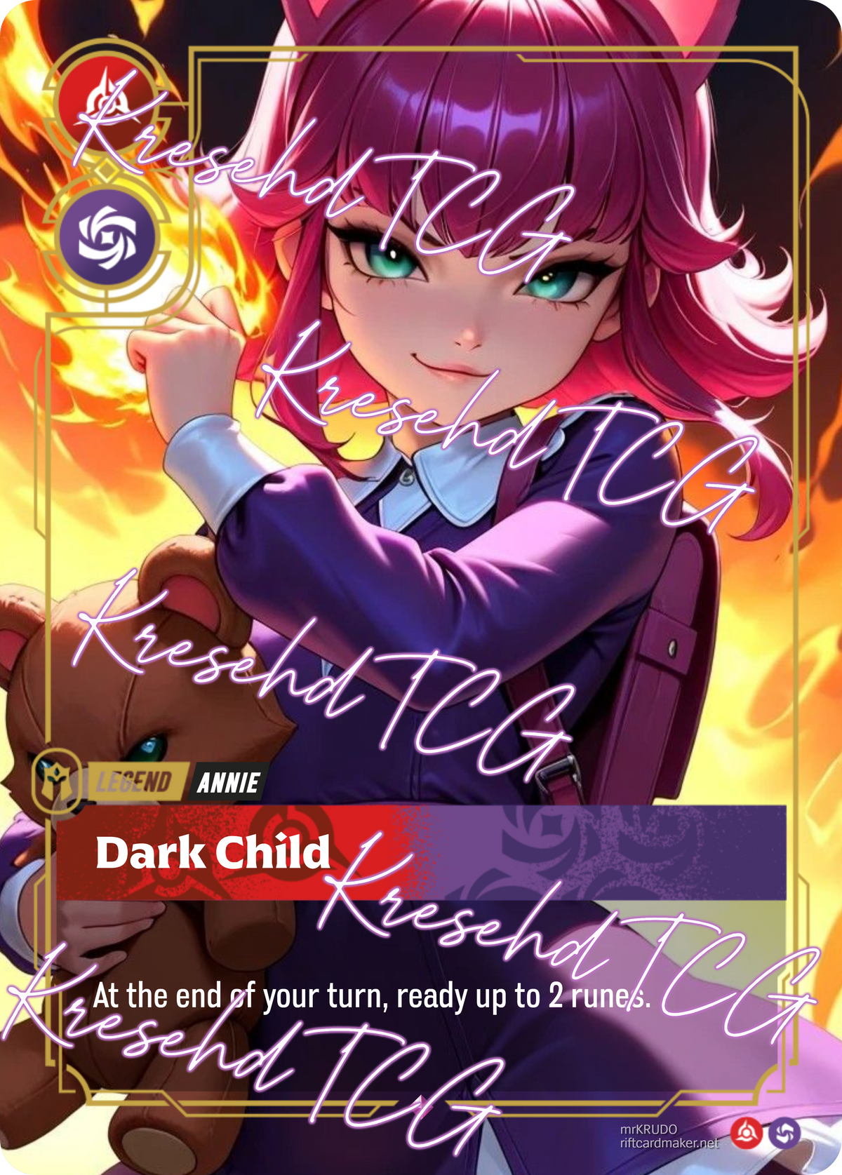 Annie Dark Child Riftbound Full Art Holo – Anime Custom Card | KreshedTCG