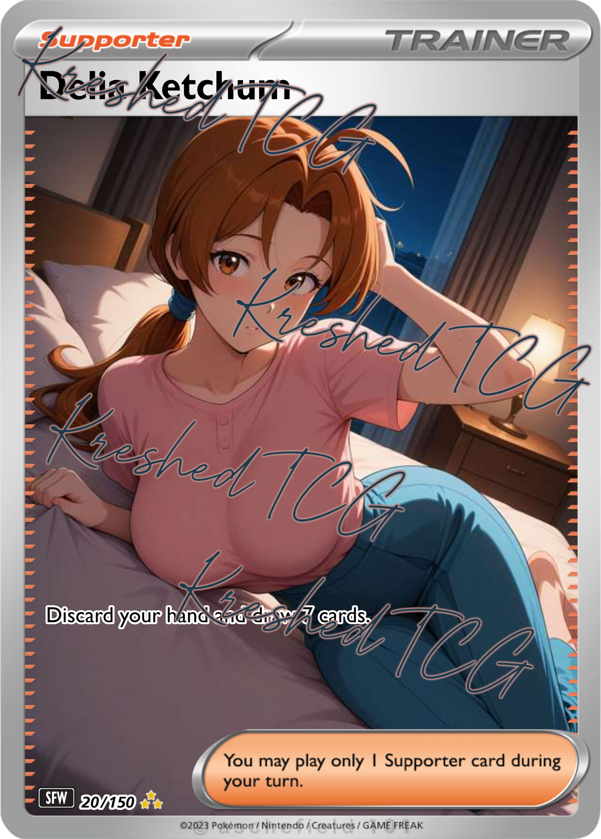 Delia Ketchum Pokémon Full Art Holo – Anime Custom Card | KreshedTCG