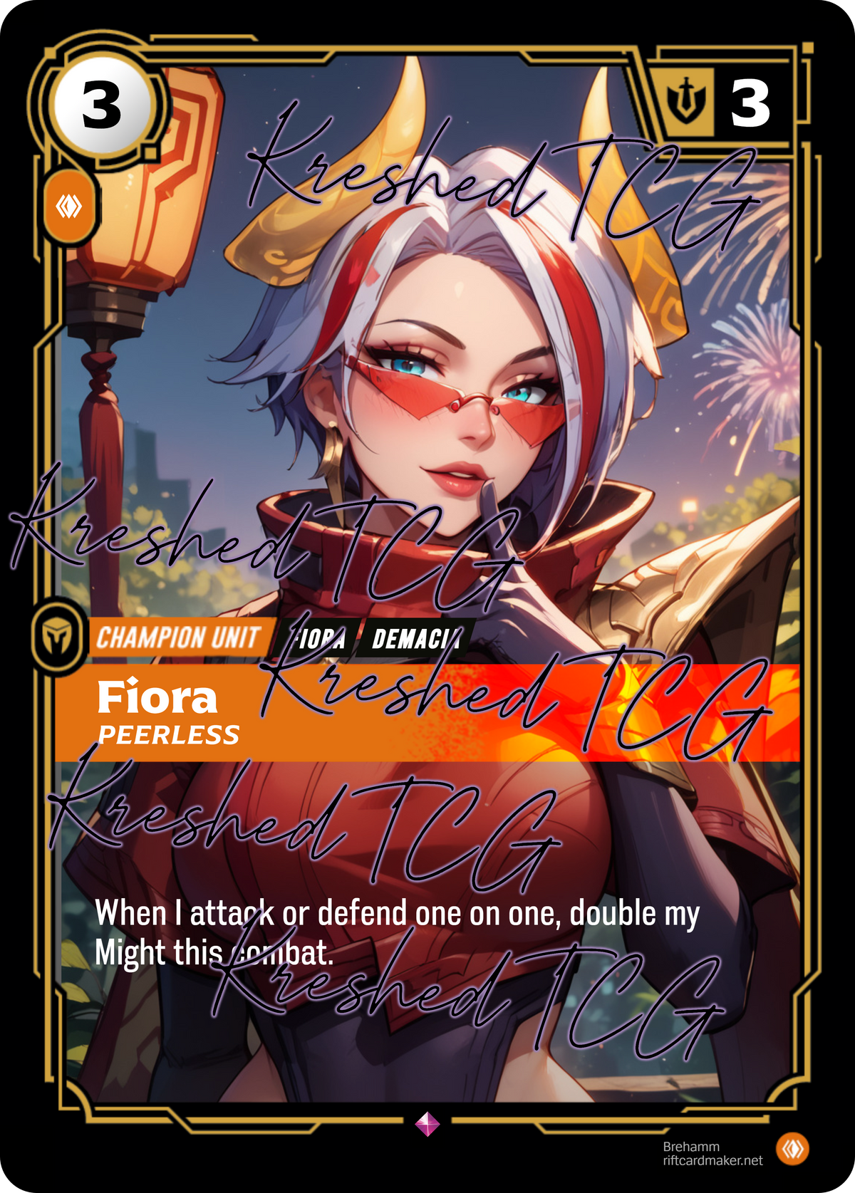 Fiora Peerless Riftbound Full Art Holo – Anime Custom Card | KreshedTCG