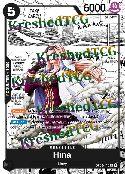 Hina OP02-110 Manga Rare One Piece Full Art Holo – Anime Custom Card | KreshedTCG