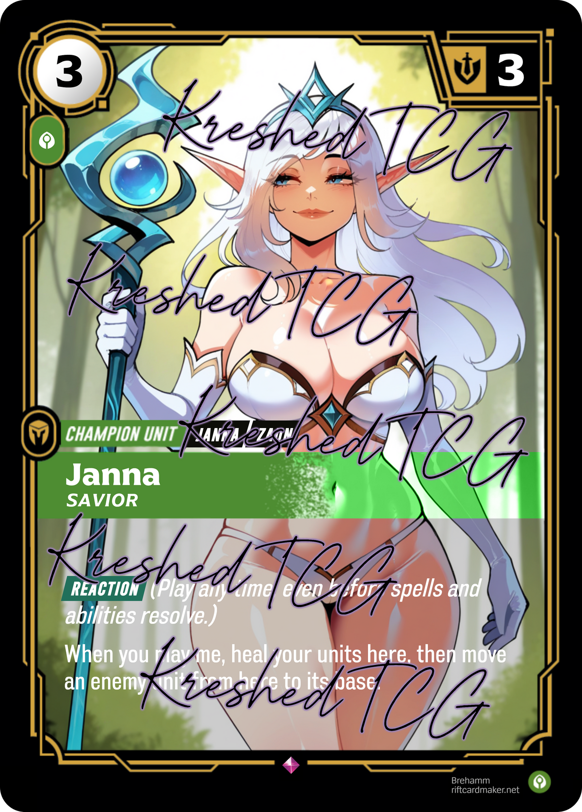 Janna Savior Riftbound Full Art Holo – Anime Custom Card | KreshedTCG