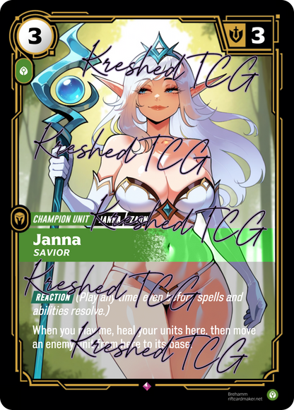 Janna Savior Riftbound Full Art Holo – Anime Custom Card | KreshedTCG