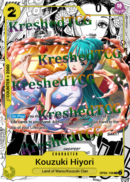 Kouzuki Hiyori OP06-106 Manga Rare One Piece Full Art Holo – Anime Custom Card | KreshedTCG
