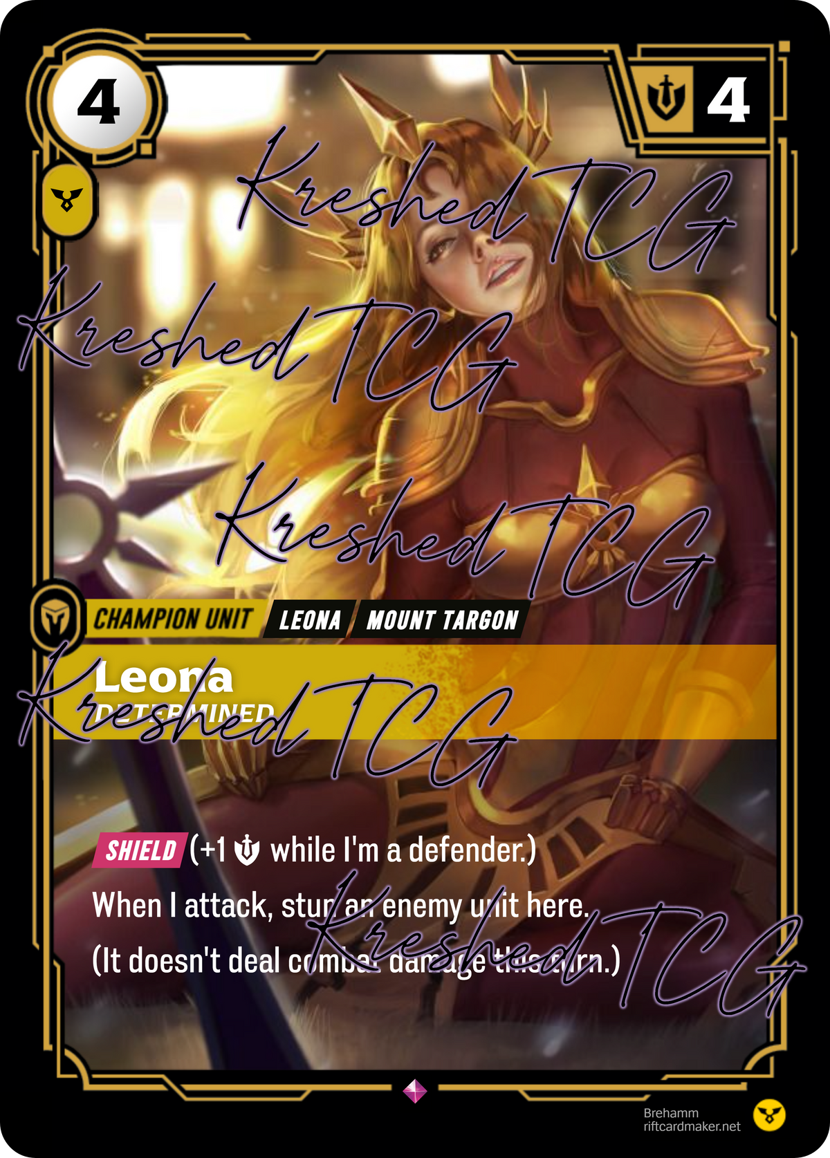 Leona Determined Full Art Holo – Anime Custom Card | KreshedTCG