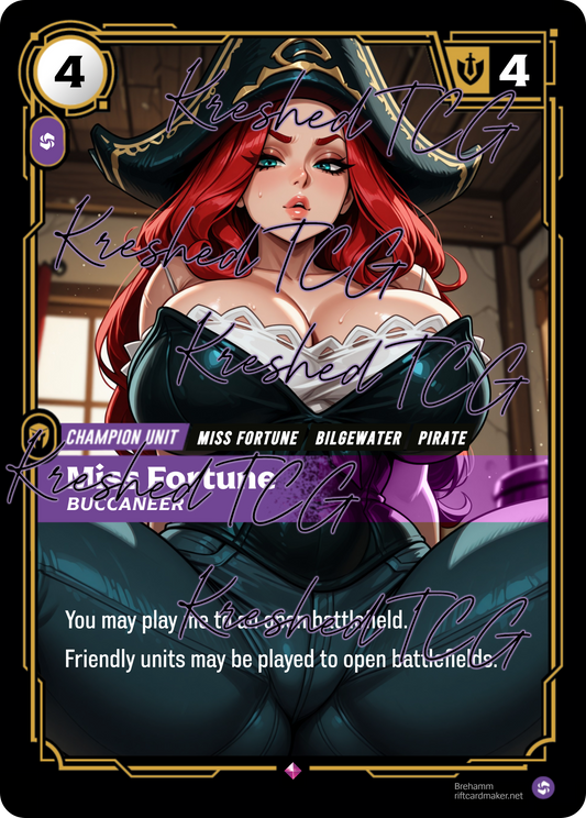 Miss Fortune Buccaneer Full Art Holo – Anime Custom Card | KreshedTCG