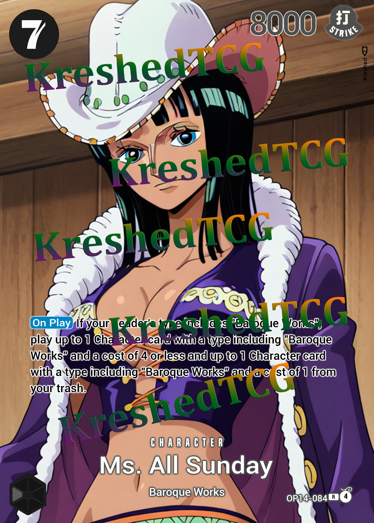 Ms. All Sunday Manga Rare OP14-084 One Piece Full Art Holo – Anime Custom Card | KreshedTCG