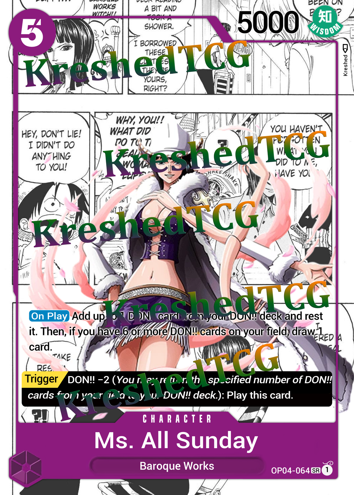 Ms. All Sunday Manga Rare OP04-064 One Piece Full Art Holo – Anime Custom Card | KreshedTCG
