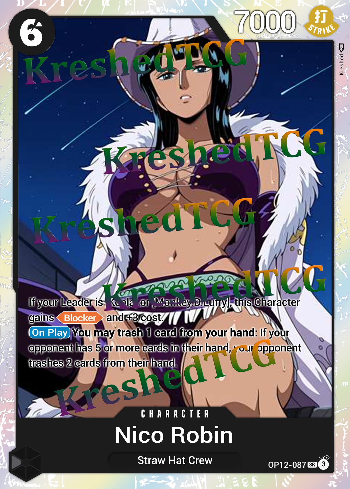 Nico Robin OP12-087 One Piece Full Art Holo – Anime Custom Card | KreshedTCG
