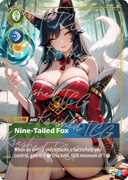 Nine Tailed Fox Ahri Riftbound Full Art Holo – Anime Custom Card | KreshedTCG