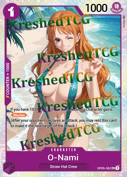 O-Nami OP05-062 One Piece Full Art Holo – Anime Custom Card | KreshedTCG
