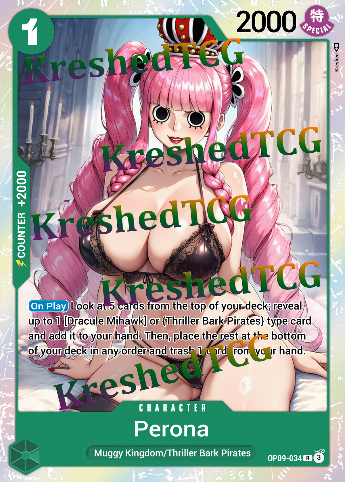 Perona OP09-034 One Piece Full Art Holo – Anime Custom Card | KreshedTCG