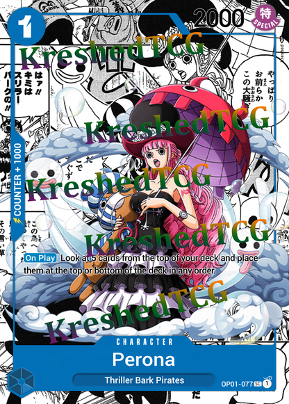Perona OP01-077 Manga Rare One Piece Full Art Holo – Anime Custom Card | KreshedTCG