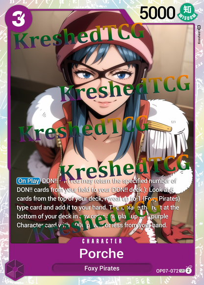 Porche OP07-072 One Piece Full Art Holo – Anime Custom Card | KreshedTCG