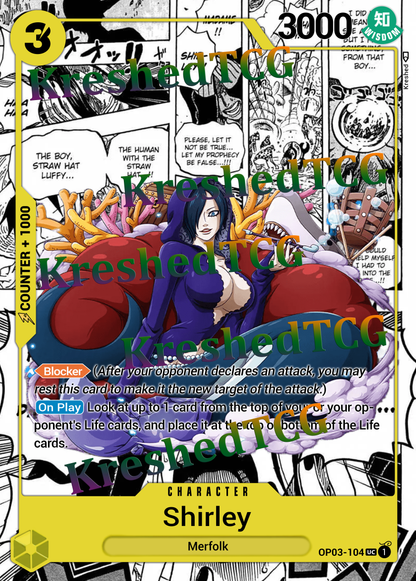 Shirley OP03-104 Manga Rare One Piece Full Art Holo – Anime Custom Card | KreshedTCG