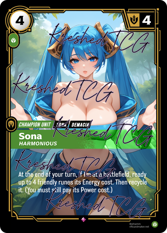 Sona Harmonious Full Art Holo – Anime Custom Card | KreshedTCG