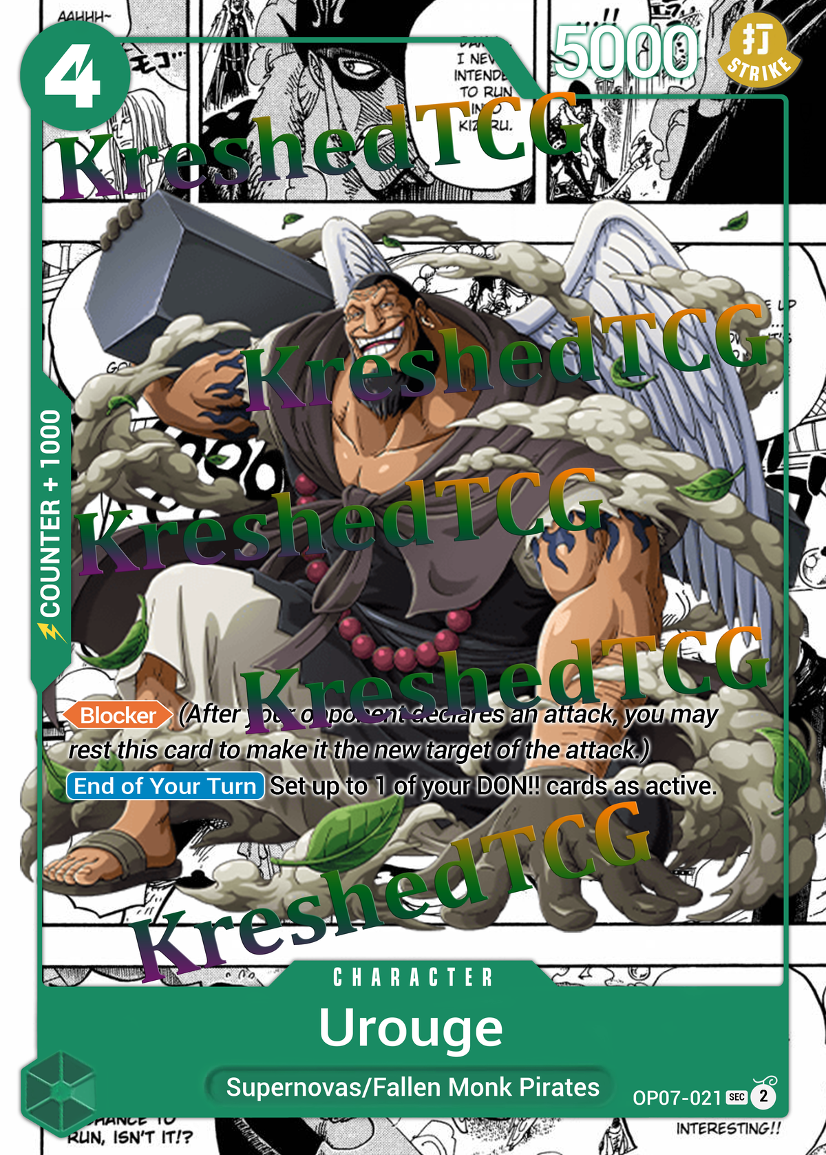 Urouge OP07-021 Manga Rare One Piece Full Art Holo – Anime Custom Card | KreshedTCG
