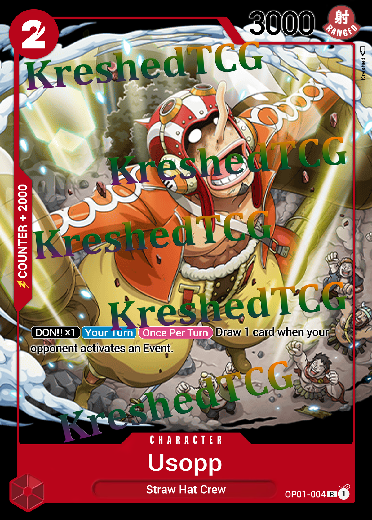 Usopp OP01-004 One Piece Full Art Holo – Anime Custom Card | KreshedTCG