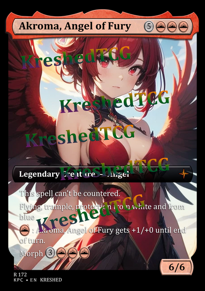 Akroma, Angel of Fury MTG Full Art Holo – Anime Custom Card | KreshedTCG