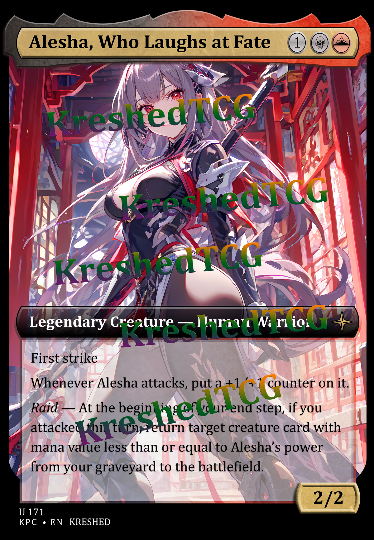 Alesha, Who Laughs at Fate MTG Full Art Holo – Anime Custom Card | KreshedTCG