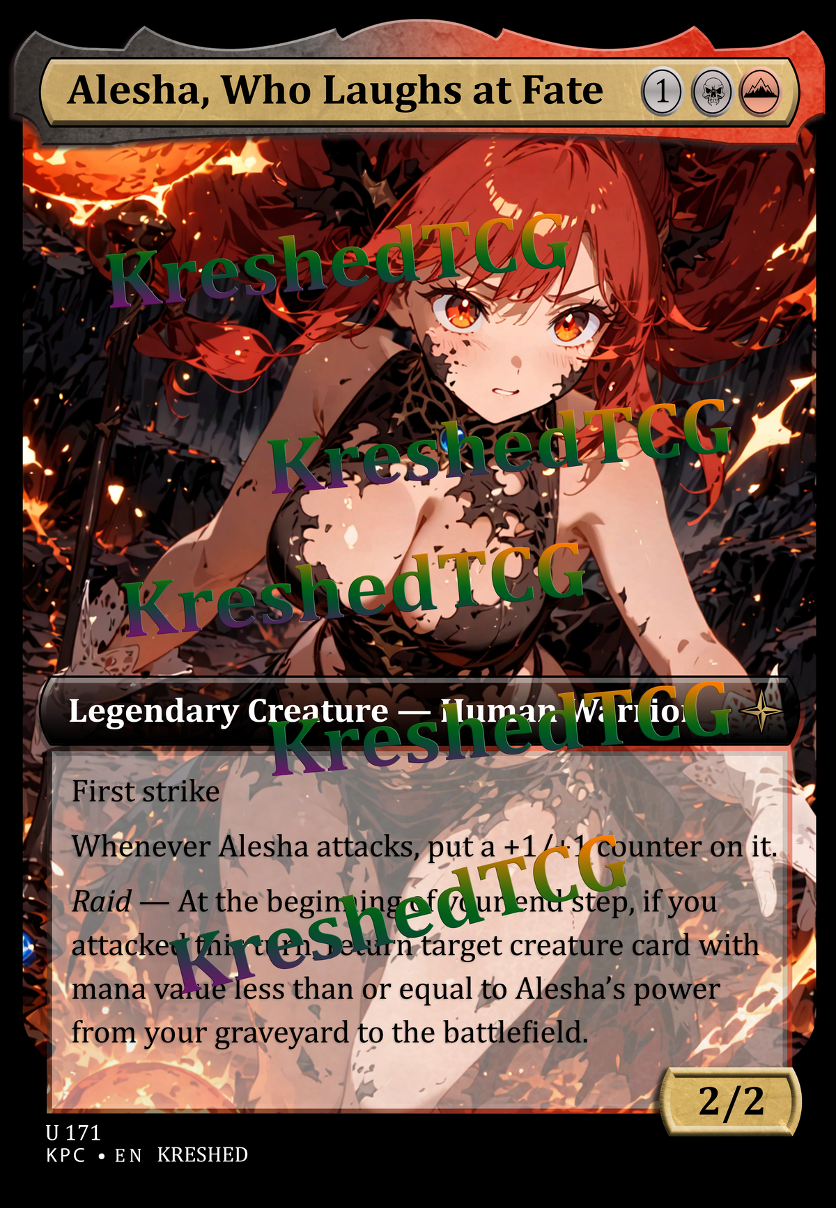 Alesha, Who Laughs at Fate MTG Full Art Holo – Anime Custom Card | KreshedTCG