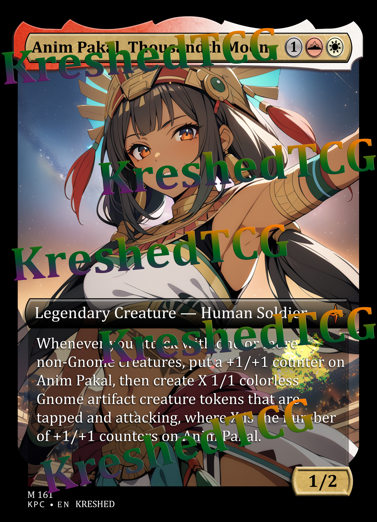 Anim Pakal, Thousandth Moon MTG Full Art Holo – Anime Custom Card | KreshedTCG
