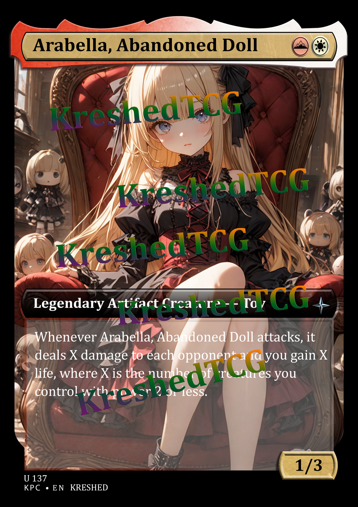 Arabella, Abandoned Doll MTG Full Art Holo – Anime Custom Card | KreshedTCG