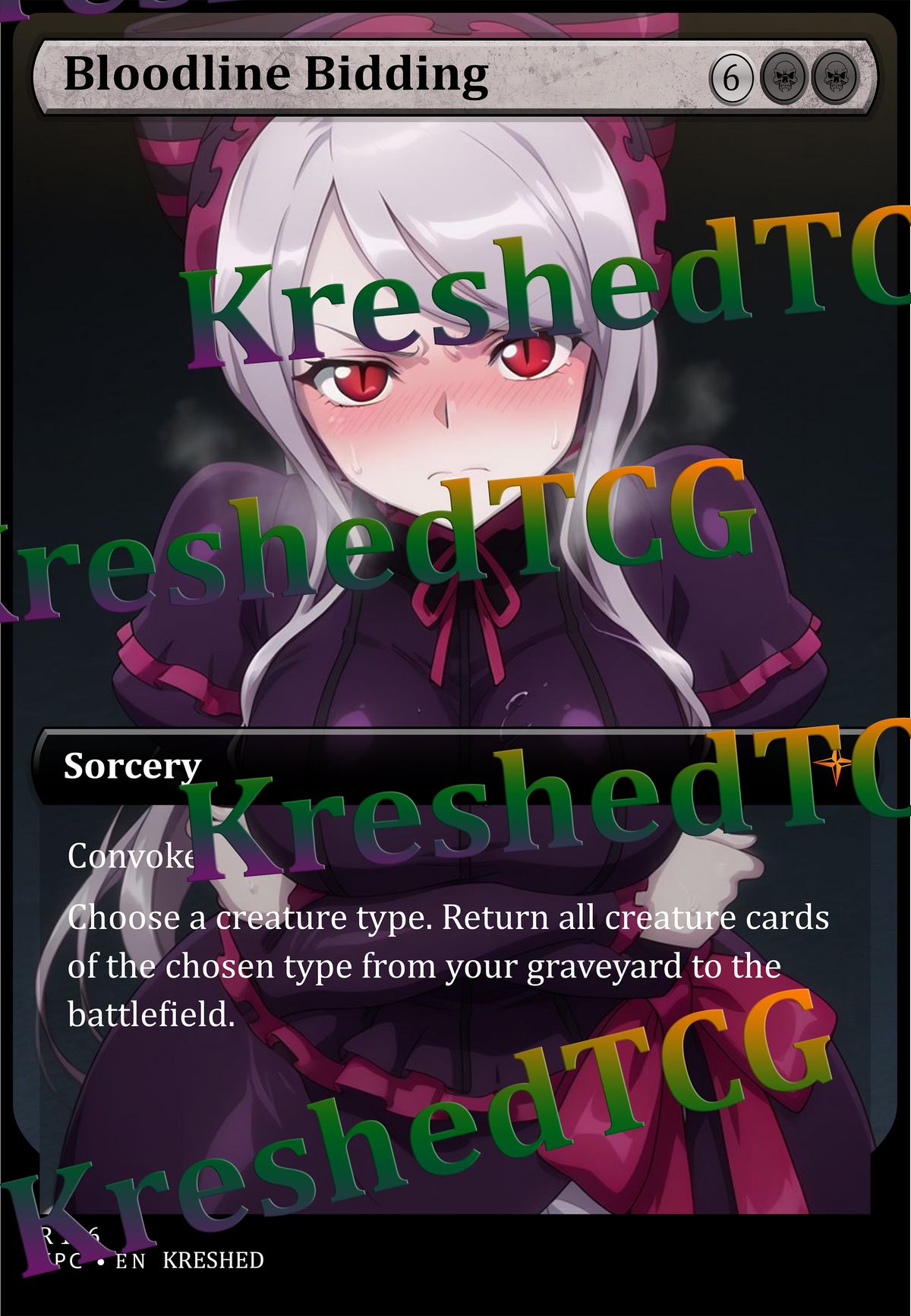 Bloodline Bidding MTG Full Art Holo – Anime Custom Card | KreshedTCG